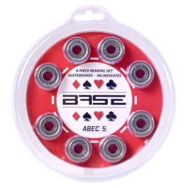 BASE - ABEC 5 Ball Bearings Including Blister Packaging, Easy Assembly, ABEC 5, Ball Bearings for Inline Skates and Rollerblades, Standard Ball Bearings 608Zz, Red