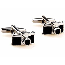korpikus® 'Camera' Stainless Steel Cufflinks Photographer Theme in Free Gift Bag, Stainless Steel