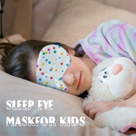 Zelaxeyi Cute Cartoon Sleep Mask for Kids Gift,Kids Sleep Mask for Girls Boys,Teen Sleeping Masks with Soft and Smooth Adjustable Strap,Polka Dots