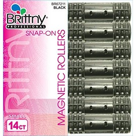 Brittny Snap-On Magnetic Rollers - Black 14 Count Small (Pack of 6)