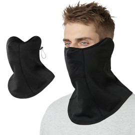 Balakaka Winter Neck Warmer Men Women Warm Fleece Lining Winter Loop Scarf with Reflective Strips, Windproof Ski Neck Warmer for Motorcycle Running Cycling Black, black