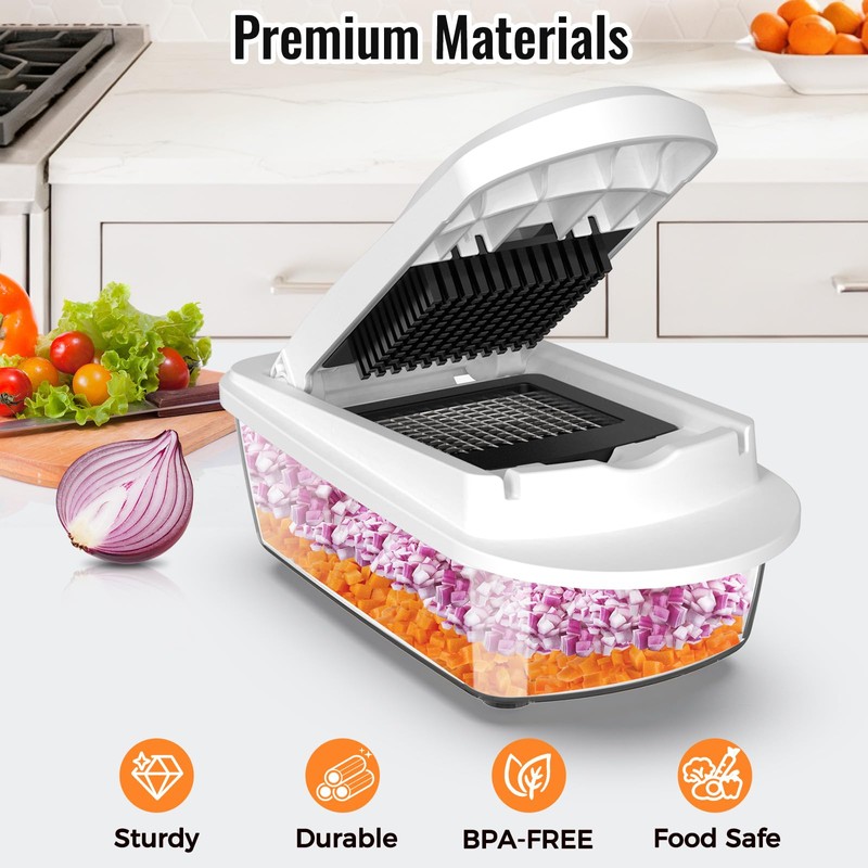 8 Blade All-in-1 Vegetable Chopper Mandoline Slicer with Container, Food