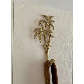 Bliss Gifts & Homewares Brass Wall Mount Hooks I Tropical Palm Tree Shape Key Hanger I Sculpture Unique an Excellent Item I for Hanging Coats, Purses, Towels, Hats, Beach Themed Wall Décor - 1 Pcs