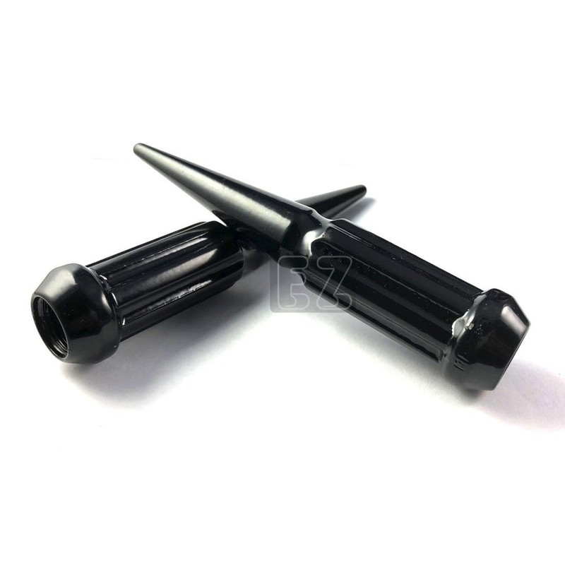 32 Pc Solid Spline Spike Lug Nuts Kit 14x2 Black