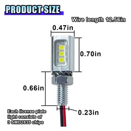 LAINLOY 2PCS Car LED License Plate Light, IP68 Waterproof License Lamps with Aluminum Light Holder, 12V Tag Screw Bolt LED Bulb for Car, Motorcycle, Truck, RV, ATV (Silver shell - White light)