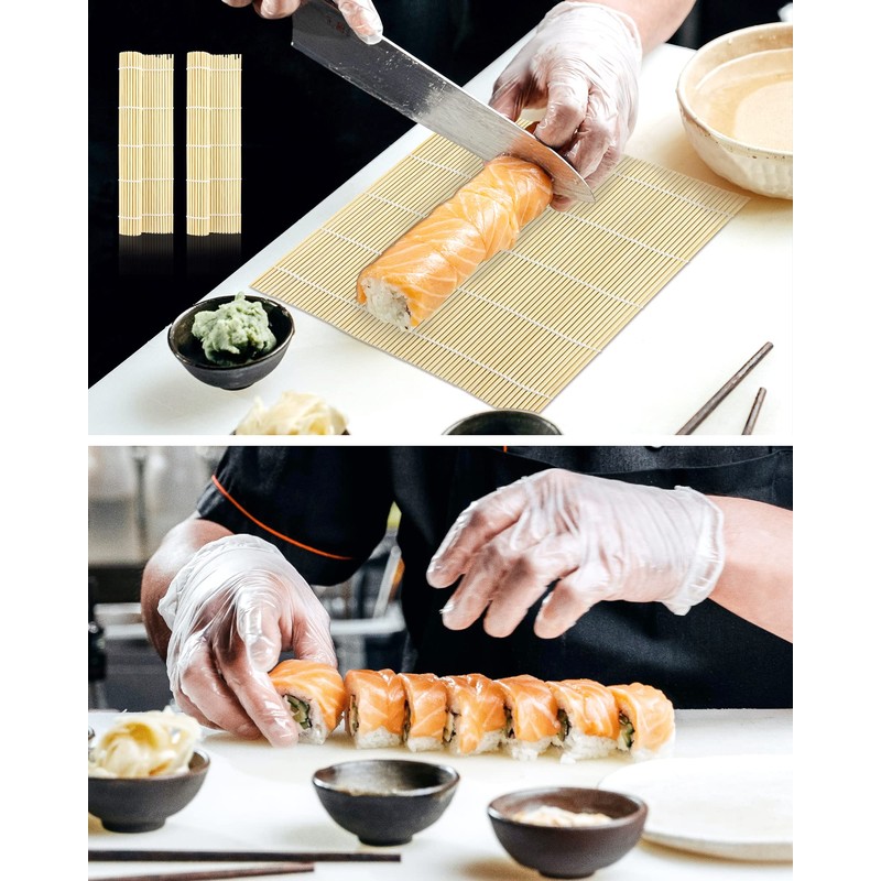 JIALEEY Bamboo Sushi Rolling Mat, 9.5x9.5 Inch, 6 PCS Set