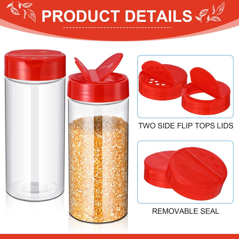 Zhehao 24 Pieces 16 oz Plastic Spice Containers Plastic Spice