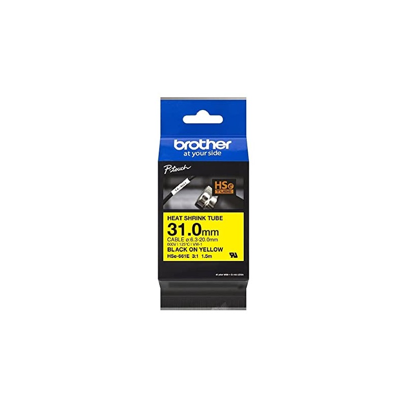 Brother Genuine Pro Tape HSe-661E Heat Shrink Tubing - Black