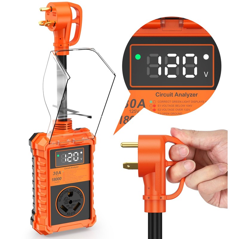 RV Surge Protector 30 Amp, 18000 Joules RV Circuit Analyzer