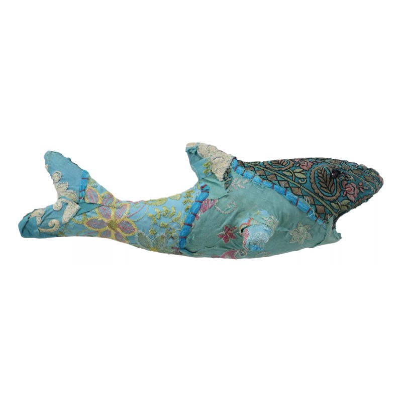 Great White Shark Hand Crafted Paper Mache In Colorful Sari