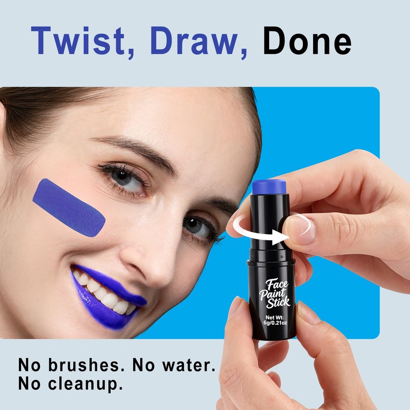 Blue Face Body Paint Stick, Blue Face Painting Halloween Makeup