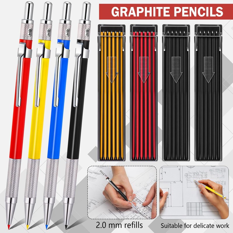 MotiMind 22 Pack Mechanical Carpenter Pencil Set with 78 Pencil