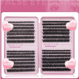 Cluster Lashes 560pcs Individual Eyelashes 50D+60D+80D+100D DIY Eyelash Extensions 8-16mm Natural Look Wispy Cluster Lashes Russian D Curl False Eyelashes Custom Cluster for