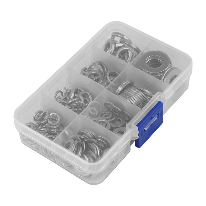 200PCS Stainless Steel Lock Flat Washer,FS010113 Spring Washer Assortment,M5 M6