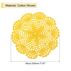 QUARKZMAN Häkeldeckchen, 6 Stück 8" - Handgefertigte Häkelbaumwoll Untersetzer, runde Spitzen Tischsets mit Blumenmustern für Hochzeitsfeierdekoration (Gelb)