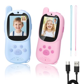 Kids Video Walkie Talkies, 2 Pack Rechargeable Children’s Visual Intercom Toys with LCD Screen, Long Range Two-Way Radio for Indoor Outdoor Games, Birthday Gifts for Boys Girls (Pink & Blue)