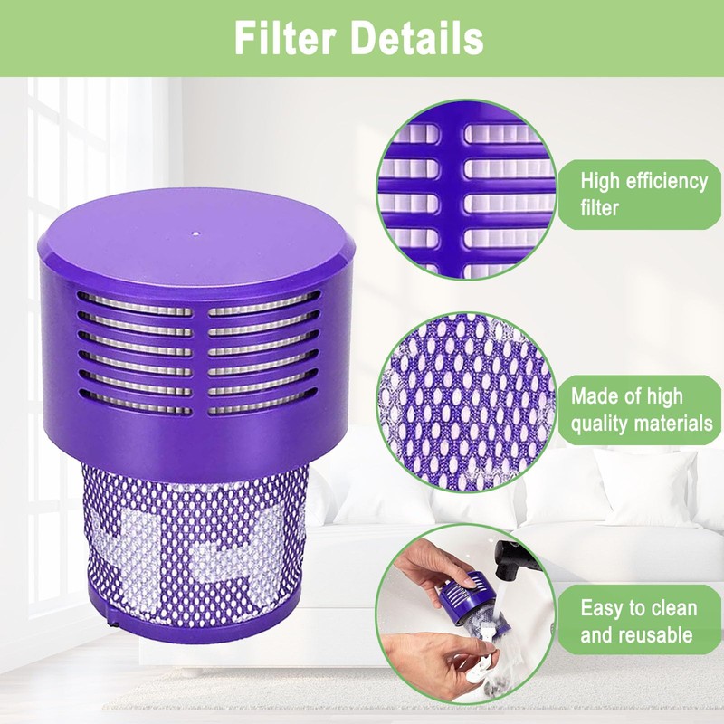 2 Pack V10 Filters Replacement for Dyson Cyclone V10 Absolute,