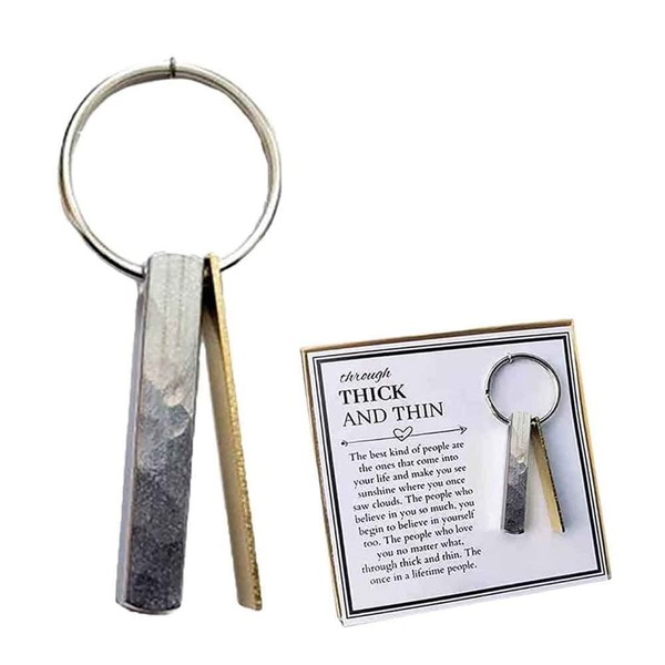 GAUEIOUR Through Thick and Thin Keychain-Stainless Steel Material is Not
