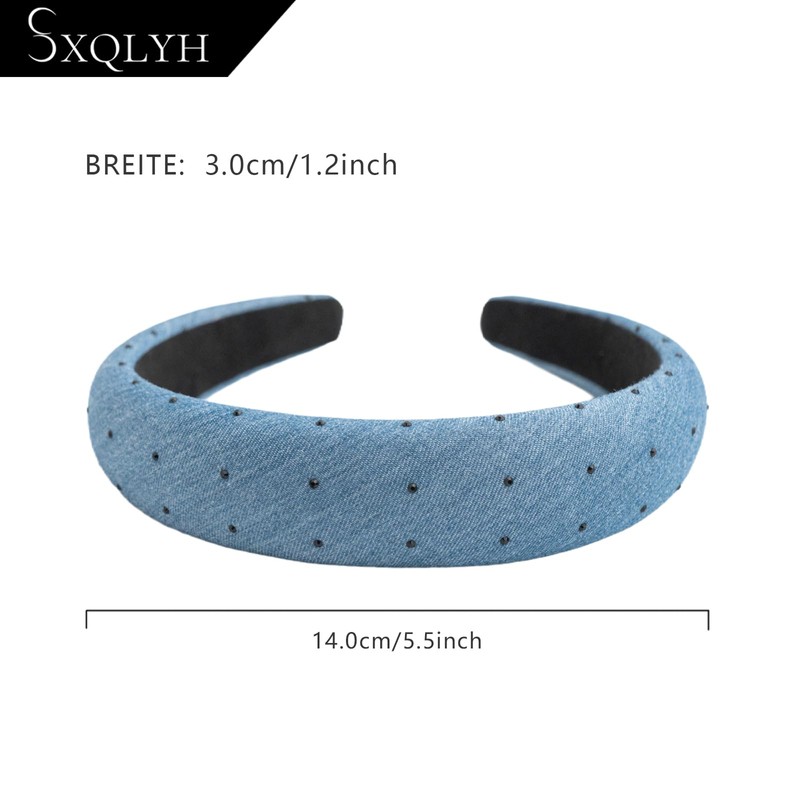 SXQLYH Headband Padded Fabric Headband, Beautiful Headband Padded with Rhinestones