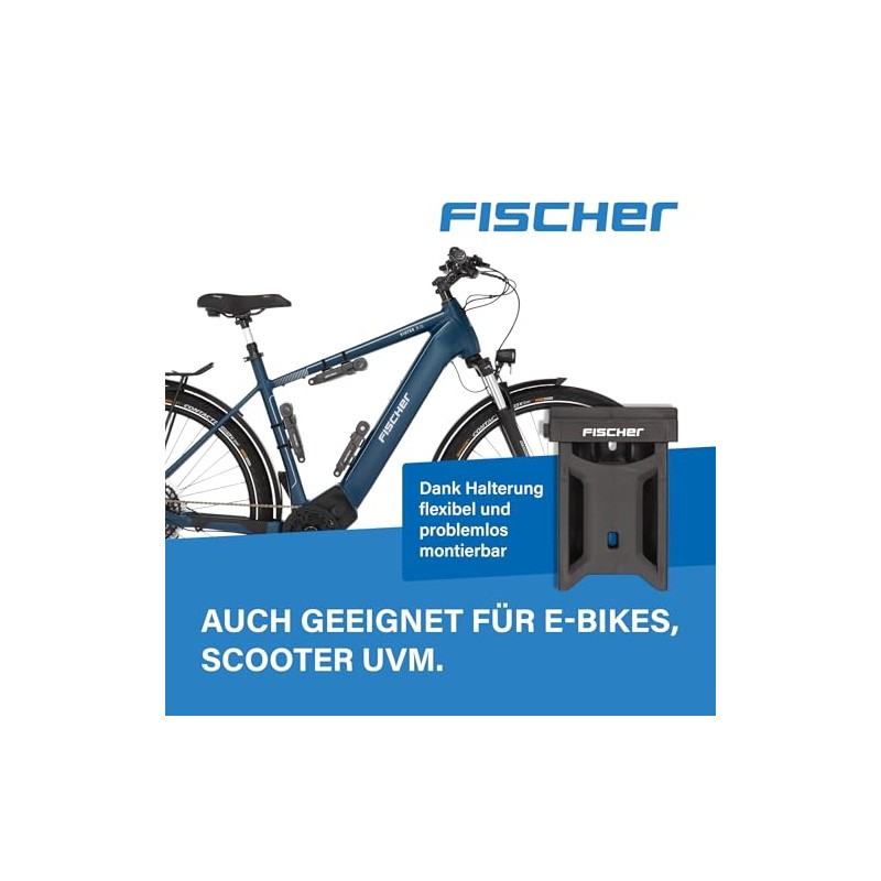 FISCHER 50385 Faltschloss inkl Halterung und 2 Sicherheitsschl√ºssel | schwarz