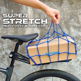 ONIPAX 38x38cm High Elastic Bungee Cargo Net with 6 Hooks for Bicycle Motorcycle