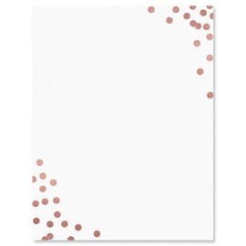 Current Rose Gold Confetti Letter Paper - Birthday Stationery Papers With Decorative Border Designs, Printable Holiday, Wedding, & Party Invitation Letterhead Sheets, Set of 25, 8 1/2" x 11"