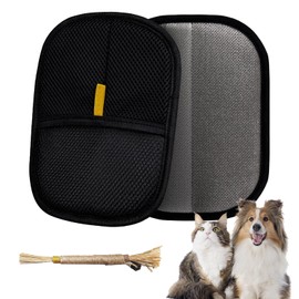 Pet Hair Removal Glove for Furniture, Carpet, Clothes and Car Seats, Electrostatic Cat & Dog Hair Removal Tool, Eco-Friendly Reusable Pet Hair Remover Glove with Silvervine Sticks (2 Gloves & 1 Stick)