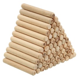 PATIKIL 5/16" x 2-3/8"(8 x 60mm) Wood Dowel Pins, 90 Pack Fluted Wooden Dowel Pin Beveled Groove Rods for Furniture Door Art Crafts Projects