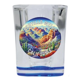 R and R Imports Ocotillo Wells California Souvenir Destination 2 Ounce Shot Glass Square Blue Base 2-Pack