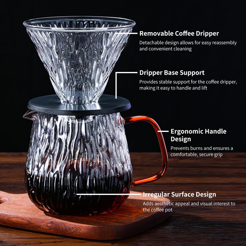 Unbreakable - Pour Over Coffee Maker 650ML/22OZ, Heat Resistant Borosilicate