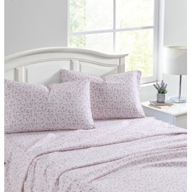 Laura Ashley - Twin Sheet Set, Cotton Flannel Bedding, Brushed for Extra Softness & Comfort (Paisley Prance Pink, Twin)