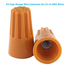 UL Listed Orange Electrical Wire End Connectors Ribbed Caps Bulk 500 Pack Small Twist-on Wire Connectors Nuts 22-14 AWG,P3 Type Screw Terminals