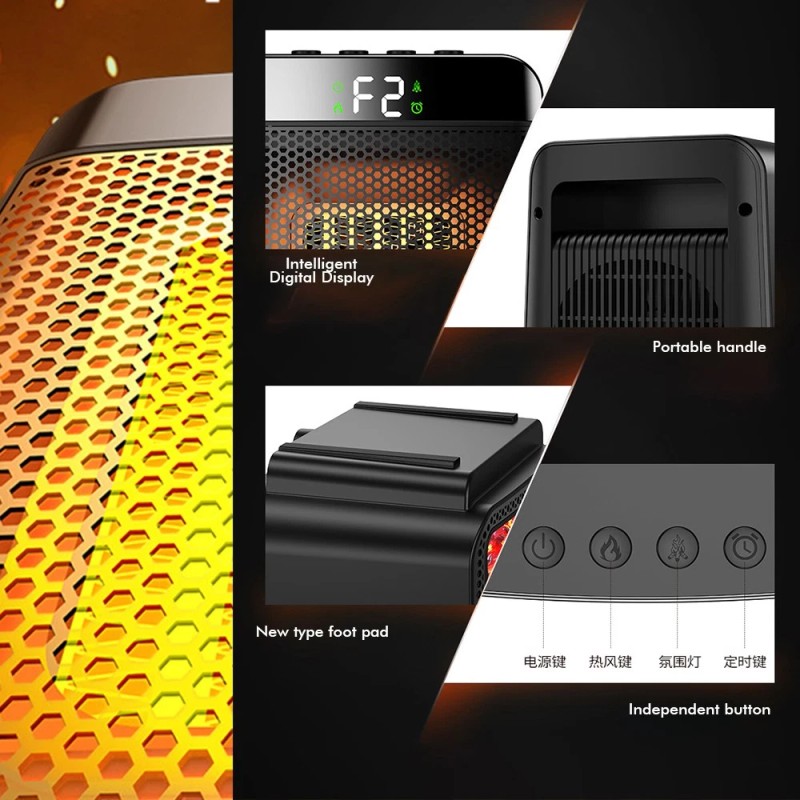 Portable Space Heater for Indoor Electric Flame Heaters PTC Fast