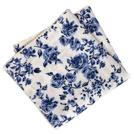 Kebocis Men's Floral Pocket Square Handkerchief for Men, White #2, 12"