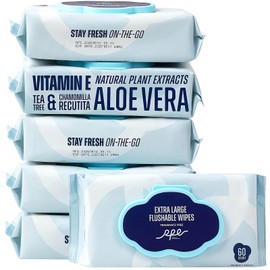 RPE Life Flushable Wipes Gentle and Convenient for Adults Unscented Biodegradable Wipes with Vitamin E and Aloe for Men and Women Perfect for Daily Freshness Travel and On the Go, 360 Count, 6 Pack