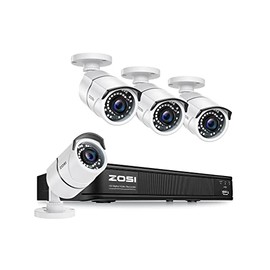ZOSI 1080p H.265+ Security Camera System for Home Outdoor Indoor, 5MP Lite 8 Channel CCTV DVR and 4 x 1080p Weatherproof Bullet Cameras with 120ft Night Vision and 105°Wide Angle (No HDD Included)