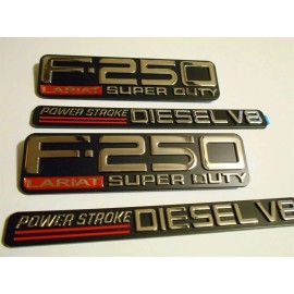 Wallsmart Set of 4 Side Door fender Emblems For 99-04 F250 Lariat Superduty Powerstroke V8