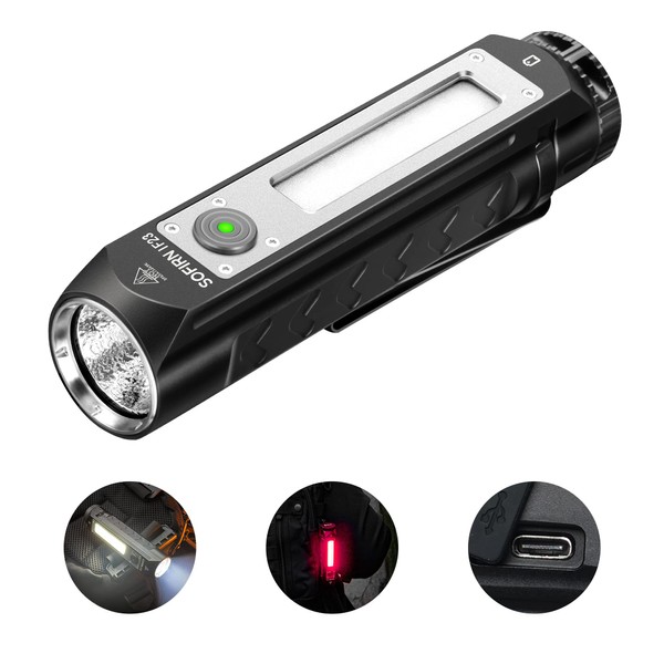 sofirn IF23 Flashlight, High Brightness, 4,000 Lumens, LED Light, USB Rechargeable, Magnetic, RGB, Dimmable Color, 8 Lighting Modes, Shock Resistant, 6.6 ft (2 m), Waterproof, Dustproof, Strong,
