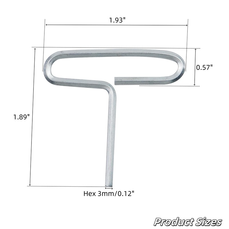 LC LICTOP 3mm Hex Dogging Key with Oval Loop, Solid