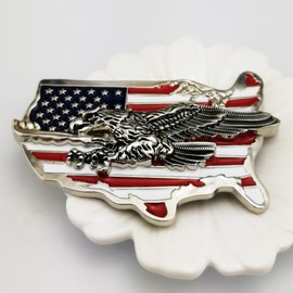 LAXPICOL Fashion Cool Heavy American Flag Belt Buckle Eagle Map