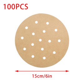 YUYUDEHM 100 PCS Unbleached Bamboo Steamer Liners, 6 Inch Steamer Basket Liners With Holes, Round Air Fryer Parchment Paper