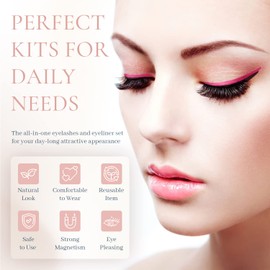 ADOV 10 Pairs Magnetic Eyelashes and 2 Tubes of Magnetic Eyeliner Kit, 3D Natural Look Waterproof Reusable False Lashes with Applicator, No Glue Needed Easy to Wear Long Lasting False Eyelashes Set