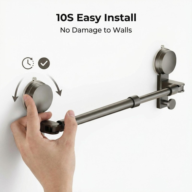 Telescopic Suction Towel Rack No Drill Space Aluminum 15.7-30.7IN