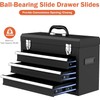 Portable Metal Tool Box, 3 Drawer Steel Tool Box with
