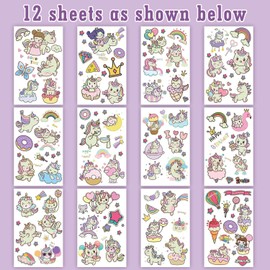 Leesgel Unicorn Tattoo Children, 140 Light Unicorn Children's Tattoos, Temporary Tattoo Stickers, Children's Tattoos, Unicorn Birthday Decoration, Unicorn Gift, Girls Party Bags, Children's Birthday