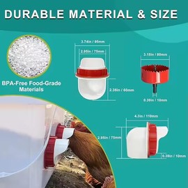 Chicken Feeders No Waste, DIY Automatic Poultry Feeder 6 Ports 1 Hole Saw with Covers Gravity Feed Kit for Buckets Barrels Bins Troughs