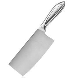 WELLSTAR Stainless Steel Meat Cleaver, 7 in Chinese Meat Vegetable Butcher Knife, Super Sharp German High Carbon Stainless Steel Chef’s Kitchen Knife with Ergonomic Handle for Home Restaurant