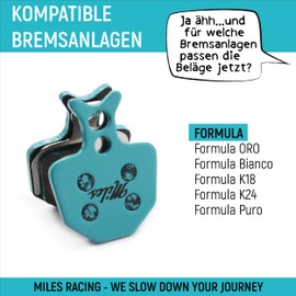 Miles Racing semi metallic disc brake pads - Formula ORO, Bianco, K18, K24, Puro