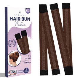 Andlane French Hair Bun Maker - Easy Donut and Bun makers for Women's hair Quick Updos - Snap-and-Roll Perfect Tool for Kids and Twist Tool Clip (Brown - Pack of 2)