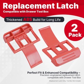 Yudylg 2-Pack Replacement Latch Compatible with Drawer Tool Box, Durable ABS Injection Molding Lock Replacement, Thickened Design for Easy Install & Long Lasting - Red